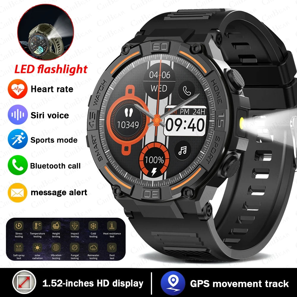 Outdoor Smart Watch Men With Flashlight
