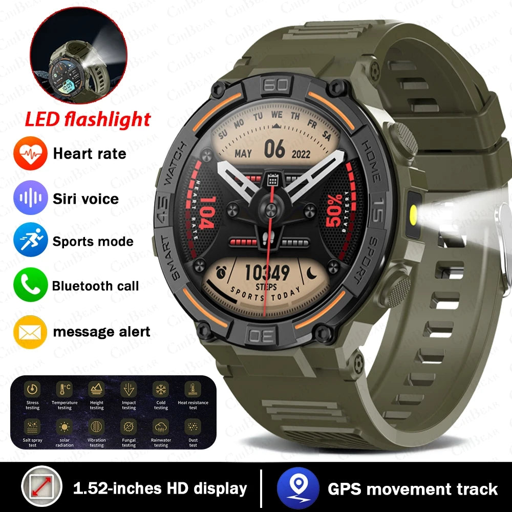 Outdoor Smart Watch Men With Flashlight