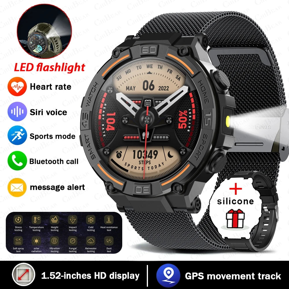 Outdoor Smart Watch Men With Flashlight